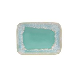 Casafina Ceramic Soap Dish - Taormina Collection, Aqua | Stoneware Bathroom Accessories | Quality Bath Decor | 5.25'' x 3.75'' x 1'',