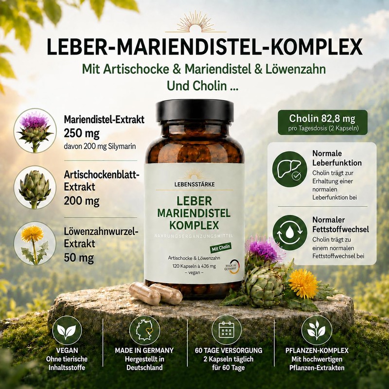 Liver Milk Thistle Complex High Dose 4-Way Complex Artichoke, Dandelion,