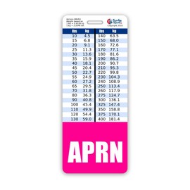 APRN Badge Buddy Vertical w/Height & Weight Conversion Charts (Oversized, Pink)