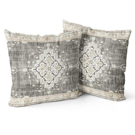 Snycler Boho Throw Pillow Covers 26x26 inch Set of 2 Bohemian Carpet Throw Pillows for Couch Beige&Grey Decorative Pillow Cases Farmhouse Home Decor for Sofa Porch Patio Bed Room Outdoor