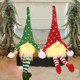 JOKILY Pack of 2 Christmas Gnome Christmas Decoration with LED, Christmas Decoration Gnome Illuminated Gnome Figures, Christmas Party Decoration Toy Gifts for Children (B)