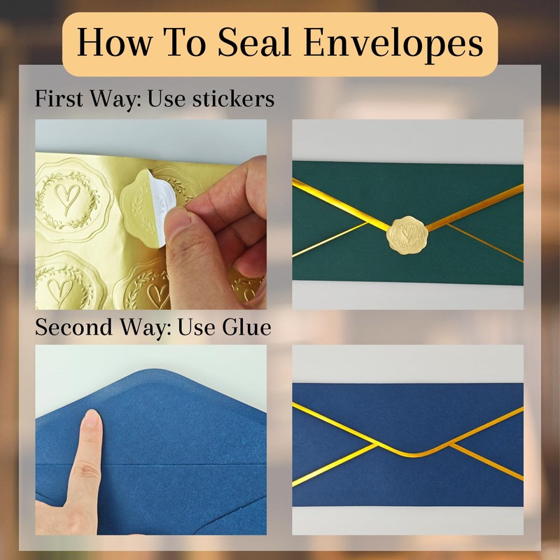 30 Pack #10 Business Envelopes with Gold Border and Stickers,