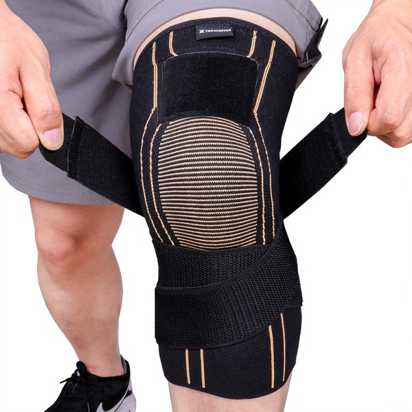 Thx4COPPER Sports Compression Knee Brace with Adjustable Strap, Arthritis Relief, Joint Pain, MCL, Added Support