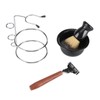 4Pcs Shaving Kit Manual Razor Stainess Steel Stand Holder Brush