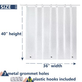 Arayarser Waterproof Plastic Shower Curtain 40x36 for Bathroom Window, Frosted Heavy Duty Vinyl Shower Window Curtain 40W x 36H, Silky Frost