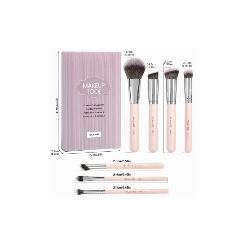 MAANGE 7 Pcs Brochas para Maquillaje con Estuche Set de