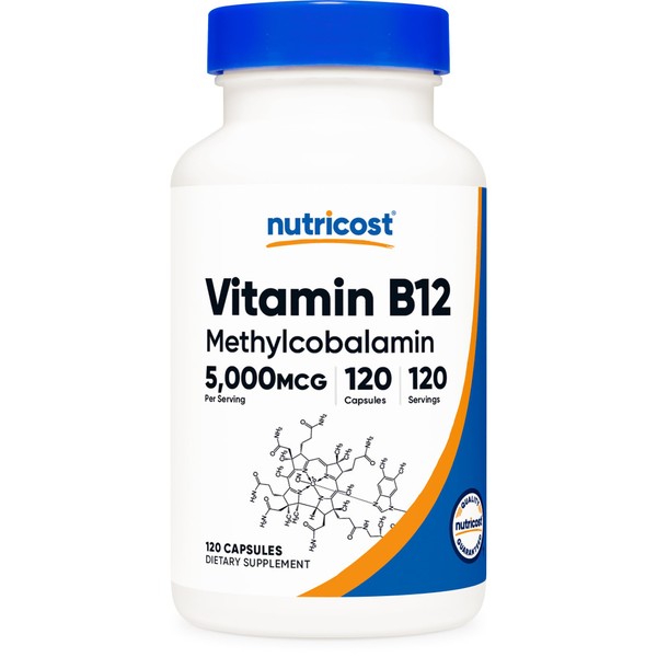 Nutricost Vitamin B12 (Methylcobalamin) 5000mcg, 120 Capsules - Vegetarian Caps,