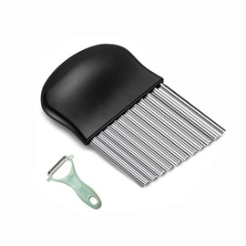 ANIS·KEAAR Crinkle Cutter, French Fries Cutter for Potatoes, Stainless Steel Potato Slicer - Wavy Slicer for Carrot, Fruit & Veggies, Large Blade Chopper