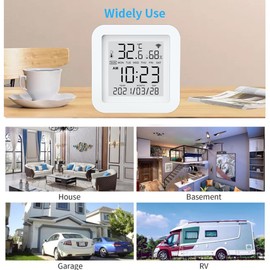 Tuya WiFi LCD Display Screen USB Power Supplys Intellgient Sensors ℉/℃ Switch Time/Date/Temperature/Humidity Display Home Intelligent Linkage Sensors Compatible with Alexa  Home