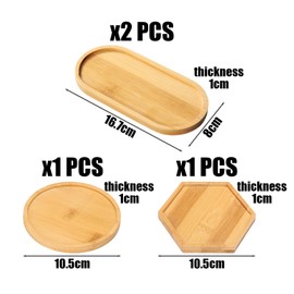 4 Pieces Wooden Tray, Coffee Tray, Round Wooden Tray, Round Plant Tray, Wooden Tea Tray, Wooden Tea Cup Mat