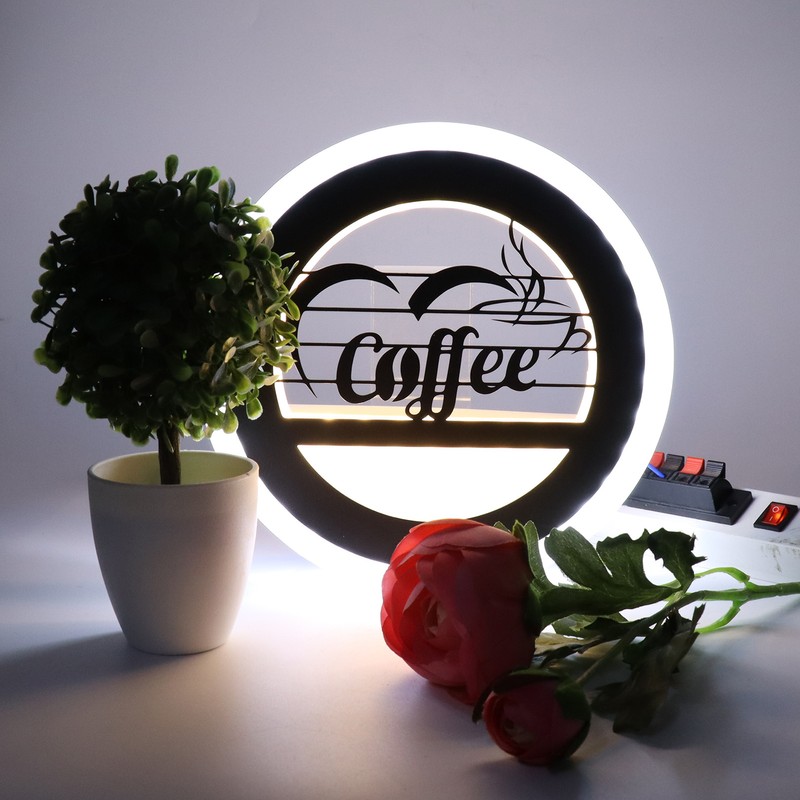 LED Wall Lamp Coffee Pattern Modern Bedside Wall Lamp for