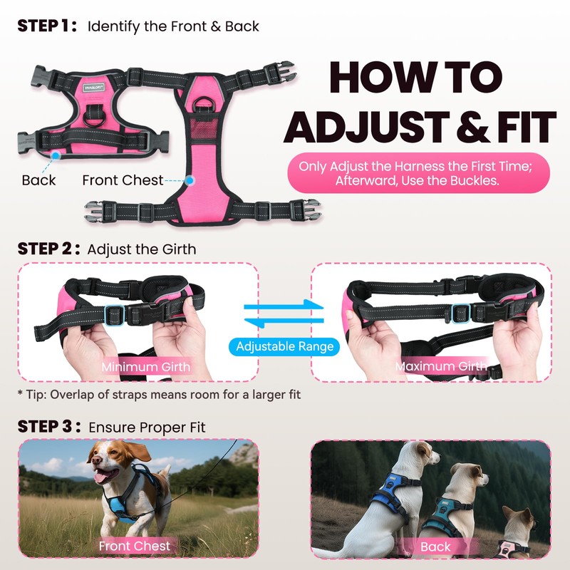 VIVAGLORY Dog Harness Easewalk No Pull Dog Harness with Handle