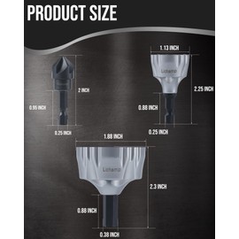 Lichamp Tungsten Carbide Chamfer Tool 1/8" to 1-7/16" with Countersink Drill Bit 1/8" to 5/8", Tungsten Carbide Chamfer Bit Burr Remover for Damaged Metal Screws Bolts and Fasteners