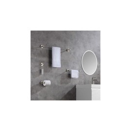 KIBI Circular Bathroom Hardware Set 5 Piece Bathroom Accessories Set | Towel Bar, Towel Ring, Toilet Paper Holders, Robe Hooks (Brushed Nickel) (C-KBA14-5)