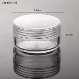 100 Pcs 10g Plastic Cosmetic Containers with Lids and 10 Pcs Makeup Spatula Empty Lip Scrub Containers Refillable Makeup Jars - Clear