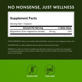 Swanson Magnesium Lactate - Mineral Supplement Promoting Muscle and Bone Health Support - Lactose-Free Lactate Mineral Form for Gentle Absorption - (120 Capsules, 84mg Each) 3 Pack