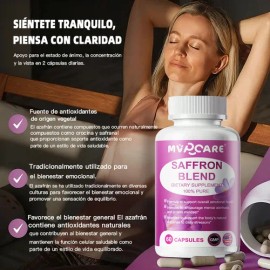 90mg Azafrán Puro Orgánico Saffron Blend 60 Capsulas Saffron Suplemento De Mezcla De Azafrán Para Mujeres Cápsulas De Azafrán, vitamina b6, Magnesio  