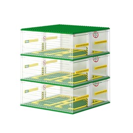Cabeeskii Garaje de estacionamiento compatible con Speed Champions, vitrina de exhibición de estacionamiento DIY de 3 capas, 130 piezas de vitrina modular de edificio compatible con auto deportivo