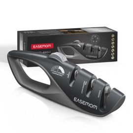 EASEMOM Kitchen Knife Sharpener, 5 Adjustable Sharpening Angle - Handheld Pocket Knife Sharpener, Ergonomic Design, with Coarse & Fine for Scissors, Professional Chef's Knives (BLACK)