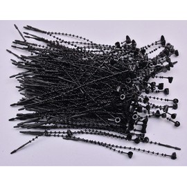 Fodattm 1000PCS Adjustable Security Beaded Loop Tie Plastic Paper Price Tagging Fastener Snap Lock for Hang Tags Price Tags or Clothing Tag (Black, Length: 5 Inch)