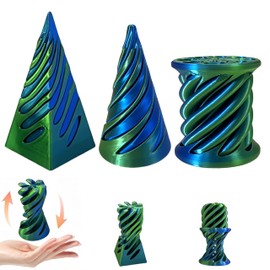 TIMCHESS 3 Packs Impossible Cone, Spiral Cone Fidget Toy, Impossible Pyramid Passthrough 3D Printed Fidget Toys Adults, Spiral Illusion Desktop Decoration for Anxiety Relaxing (Green Blue)