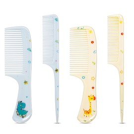 MEGAVOW 4 Pcs Girls Hair Brush Set, Fine Tooth Detangle Comb and Brush, Hairdressing Rat Tail Brush for Girls Kids Baby Wet Dry Hair Styling Women Cute