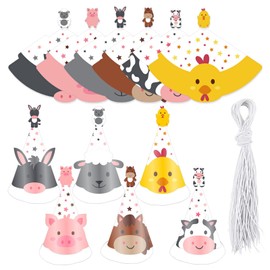 12pcs Animal Theme Birthday Party Hats, Fun Cone Hats for Kids Adults, Cute Animal Theme Birthday Hat Happy Birthday Hat for Party Headwear