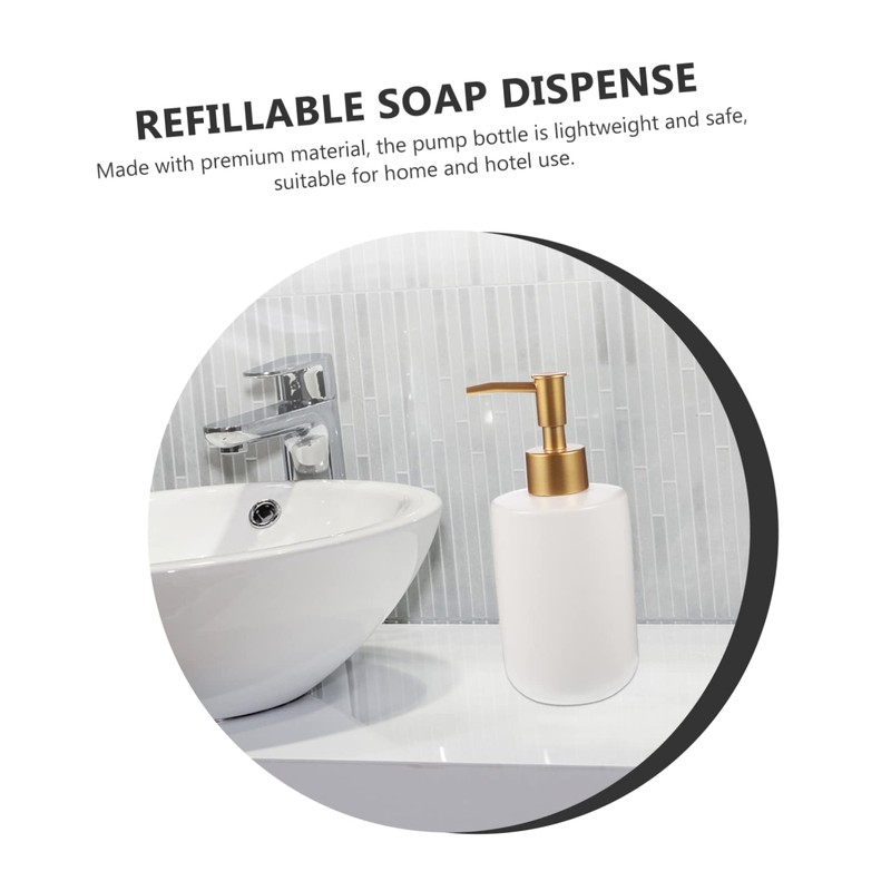 Alipis 420ml Ceramic Shampoo Body Wash Bottles Refillable Pump Dispenser