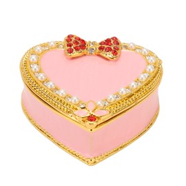 Heart Shape Jewelry Box Vintage Decorative Metal Jewelry Storage Holder for Rings Earrings Necklaces Bracelets
