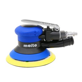 meite MT5105V Air Random Orbital Vacuum Sander, Pneumatic Palm Sander With Dust Bag Heavy Duty For Polishing Wood, Metal, Composites, Car/Auto Body Work, Blue, 11000 OPM (5-inch with Dust Collection)