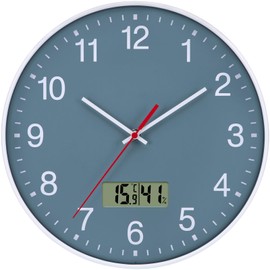 VIVILINEN Silent Wall Clock with Temperature Display and Humidity, Modern Quartz Clock, No Ticking Noise, for Living Room, Bedroom, Office, Kitchen, 30 cm