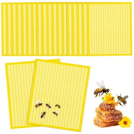 Rtteri 20 Packs 10 Frame Plastic Queen Excluder Beekeeping Queen Excluders Bee Supply Queen Excluder Fits 10 Frame Langstroth Beehives Beekeeping Supplies Kit Tools for All Beekeeping Levels (Yellow)