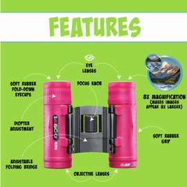 Tasco Kids Binoculars 8x21, Compact Binoculars for Kids Ages 3-12, Great for Adventures, Hiking, Camping, Travel, Bird Watching