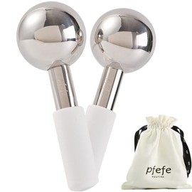 Ice Globes for Face & Eyes, Unbreakable Stainless Steel Cryo Sticks for Beauty Routines, Facials Cold Roller Cooling Globes for Puffiness, Wrinkles, Dark Circles, Headaches - Color: White