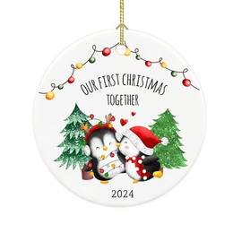 Couple Christmas Ornament, Our First Christmas Together 2024 Ornament, Gifts for Girlfriend Boyfriend on Christmas, Romantic Gifts for Couple Ceramic Ornament