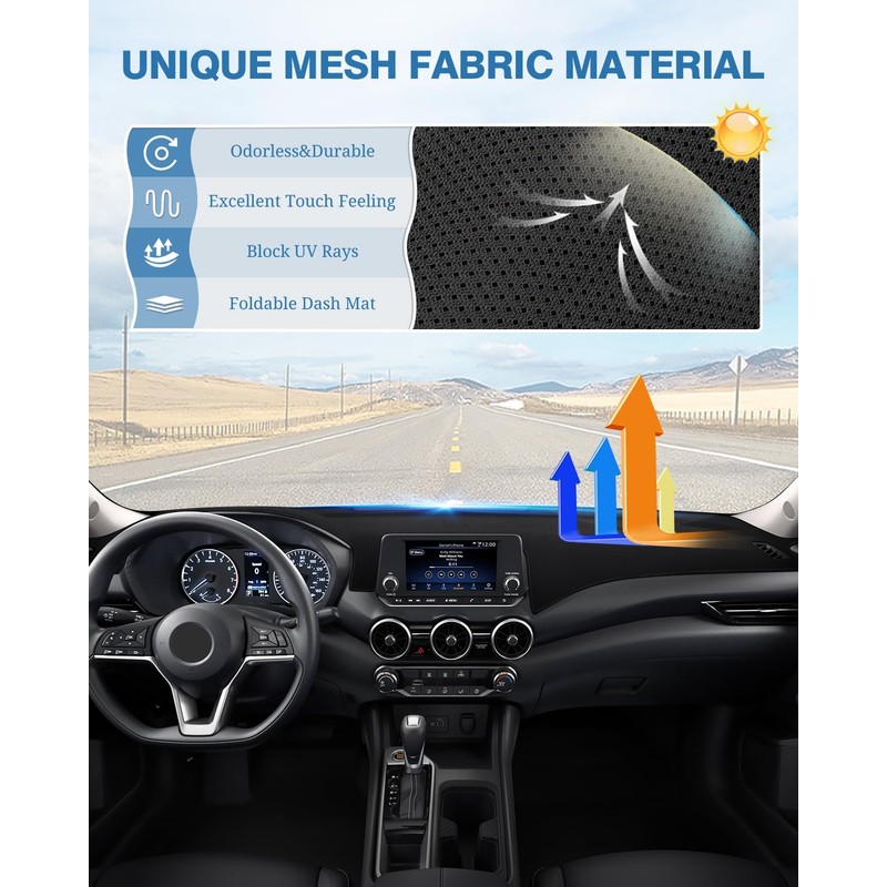 FIILINES Compatible with Dash Cover 2020-2022 Nissan Sentra Dashboard Mat