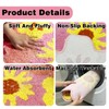 Livcoz Pink Yellow Floral Microfiber Bathroom Rugs 30''x20''