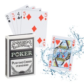 Relaxdays 10023628 Plastic Poker Cards, Waterproof Card Game, Tear & Kink Resistant, 54 Cards, Texas Hold'em, Professional Poker Set, White