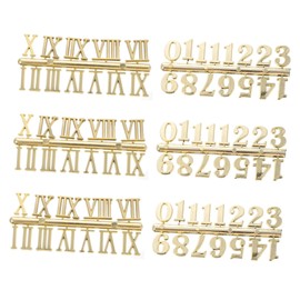 LALAFINA 6pcs DIY Digital Clock Numeral Kit Arabic Roman Replacement Parts for Wall Clocks Gold Silver Black Numbers