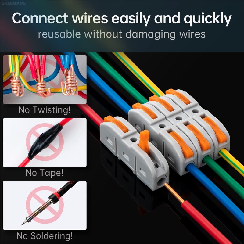 GKEEMARS 50 Pcs Wire Connector, 1 Conductor Compact Splicing Wire
