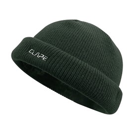 Clakllie Roll-up Edge Skullcap Knit Cuffed Fisherman Beanie Hat Ribbed Stocking Hats Trawler Toboggan Ski Hat,Green