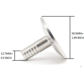 QiiMii 1.5" Tri Clamp to 1/2" Sanitary Hose Barbed Adapter Stainless Steel SS304