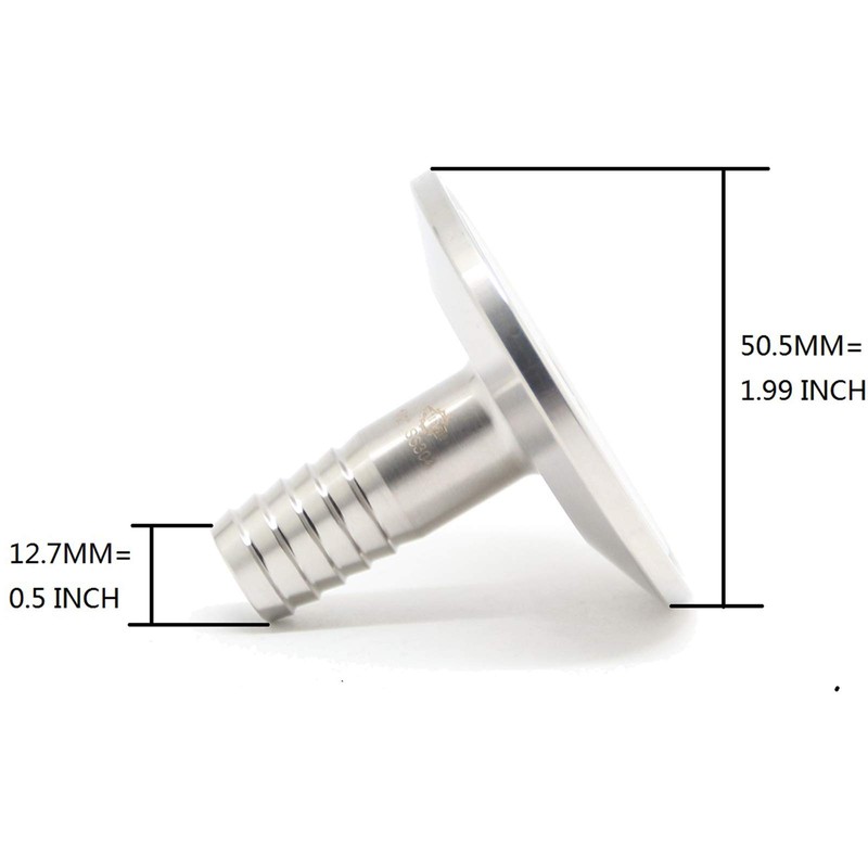 QiiMii 1.5" Tri Clamp to 1/2" Sanitary Hose Barbed Adapter