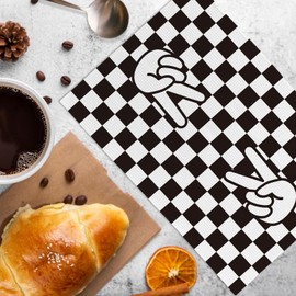 KFXHANGD Black and White Checkered Kitchen Towels and Dishcloths Set of 2, Checkered Kitchen Decor, Checkered Dish Towels, Preppy Decorative Hand Tea Towels for Boys Bathroom Kitchen, 16×24 Inches