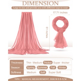 12 Pieces Women Solid Color Chiffon Scarf Fashion Sheer Scarf Soft Breathable Sun-proof Silk Blend Lightweight Accent Scarfs, 20 x 63 Inch Multicoloured