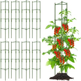 Hicarer 8 Pcs Tomato Cages for Garden up to 65" Plant Support Cage Trellis Assembled Tomato Garden Cage Heavy Duty Tomato Stakes with 150 Pcs Plant Clips for Climbing Plant Vegetables Flowers Fruit