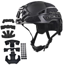 Airsoft Fast Helmet Set ，Tactical Paintball Helmet Internal Memory Foam Protective Pad Adjustable Size for Adult and Teenager (Black)