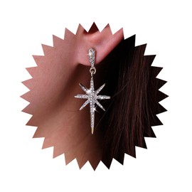 Atentuyi Boho Gold Starburst Earrings Diamond Starburst Drop Earrings Sparkling Crystal Earrings Rhinestone Earrings Dangle Earrings Drop CZ Earrings Statement Earrings Jewellery for Women Girls,