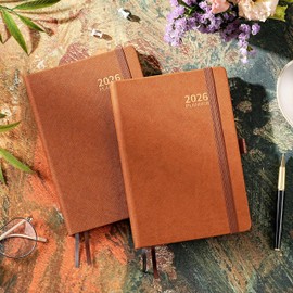 2026 Planner - Jan. 2026 - Dec. 2026, Weekly & Monthly Planner 2026, 5.7'' x 8.4'', Faux Leather Cover, Pen Loop, Elastic Band, Inner Pocket, Bookmarks, Note Pages, Perfect Organizer - Brown