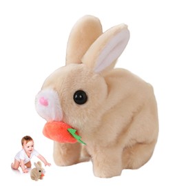 Electronic Bunny Toy – Realistic Interactive Plush Rabbit for Kids, Soft Animated Pet Bunny,Twitching Nose & Sounds, Cute Walking Pet Toys for Toddlers, Easter & Birthday Gift (Yellow)